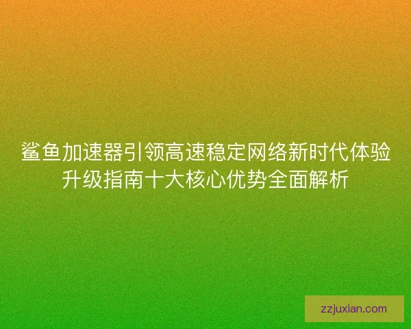 鲨鱼加速器引领高速稳定网络新时代体验升级指南十大核心优势全面解析