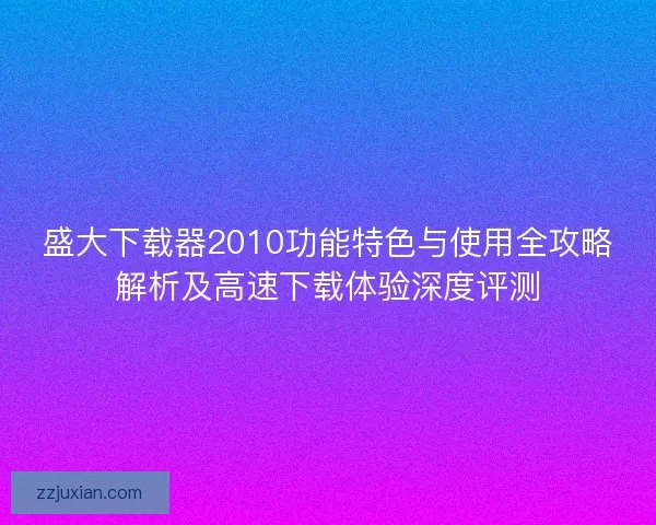 盛大下载器2010功能特色与使用全攻略解析及高速下载体验深度评测